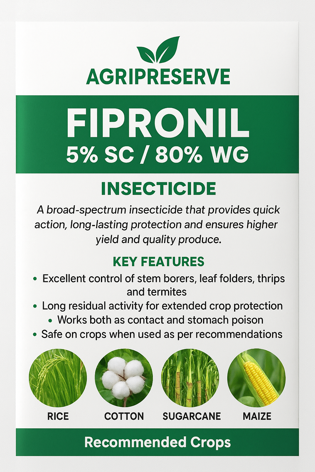 Fipronil insecticide bottle – broad-spectrum pesticide for termite and pest control.